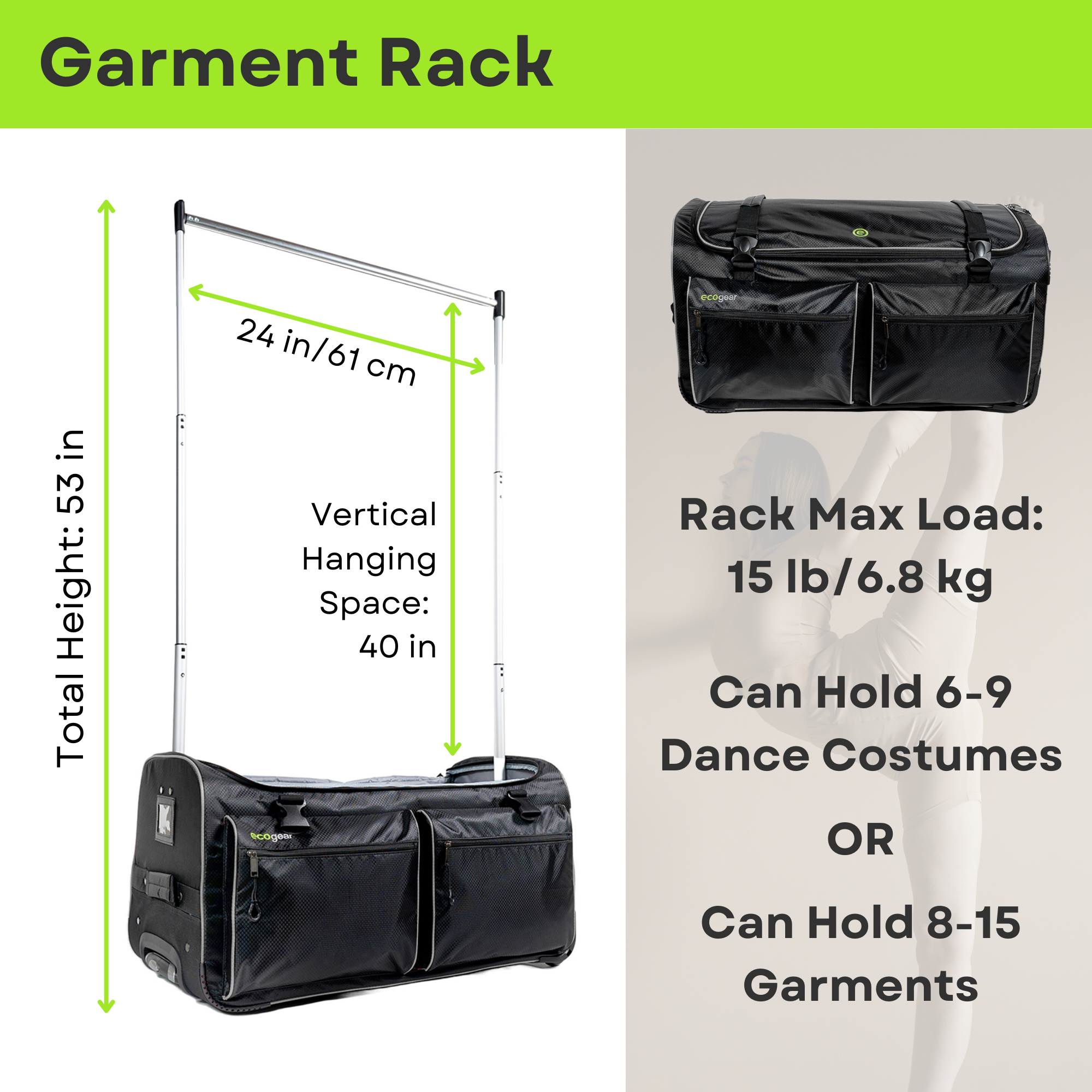 28in Wheeled Duffel with Garment Rack