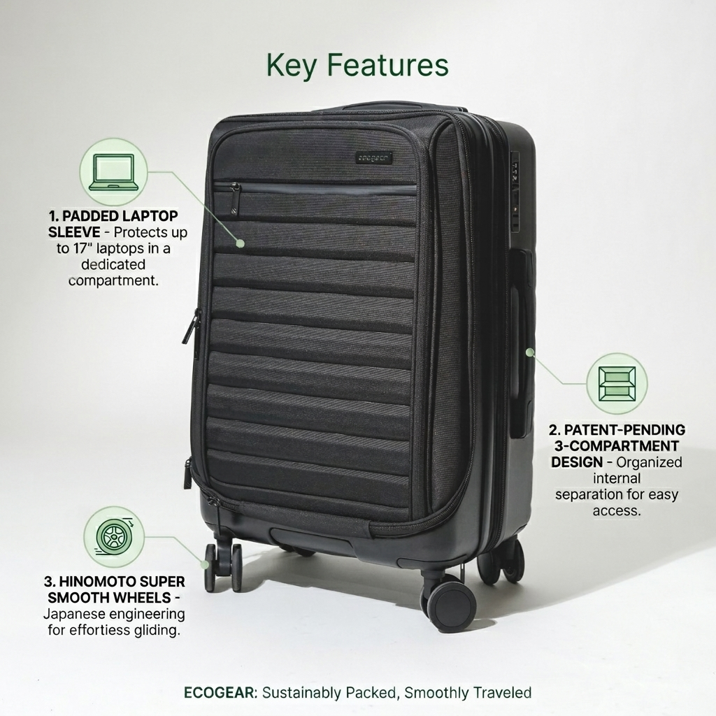 Hybrid Carry-on Luggage with Bonus Vacuum Bag and Pump