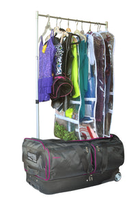 28in Wheeled Duffel with Garment Rack and Drop Bottom, Pink
