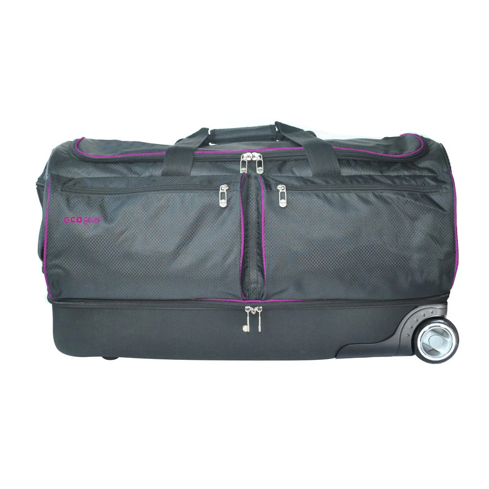 28in Wheeled Duffel with Garment Rack and Drop Bottom, Pink
